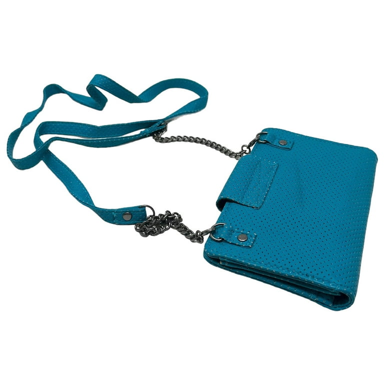 Vans Off The Wall Women s Jenna Faux Leather Perforated Crossbody Chain Wallet Teal