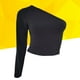 thumbnail image 2 of EeaseMX Camiseta negra de manga larga para mujer, top sexy con escote pronunciado y un hombro descubierto, talla M, 2 of 7