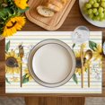 thumbnail image 4 of Sunflower Placemats Set of 4, Country Botanical Floral Butterfly Bee Striped Placemats for Dining Table, Place Mats for Kitchen Tabletop, Waterproof Wipeable Dining Table Mats Set, 4 of 9