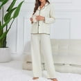 thumbnail image 2 of Sngxgn Women’s Short Sleeve Top with Shorts Pajama Set – Soft Lounge & Sleepwear(Beige,L), 2 of 6
