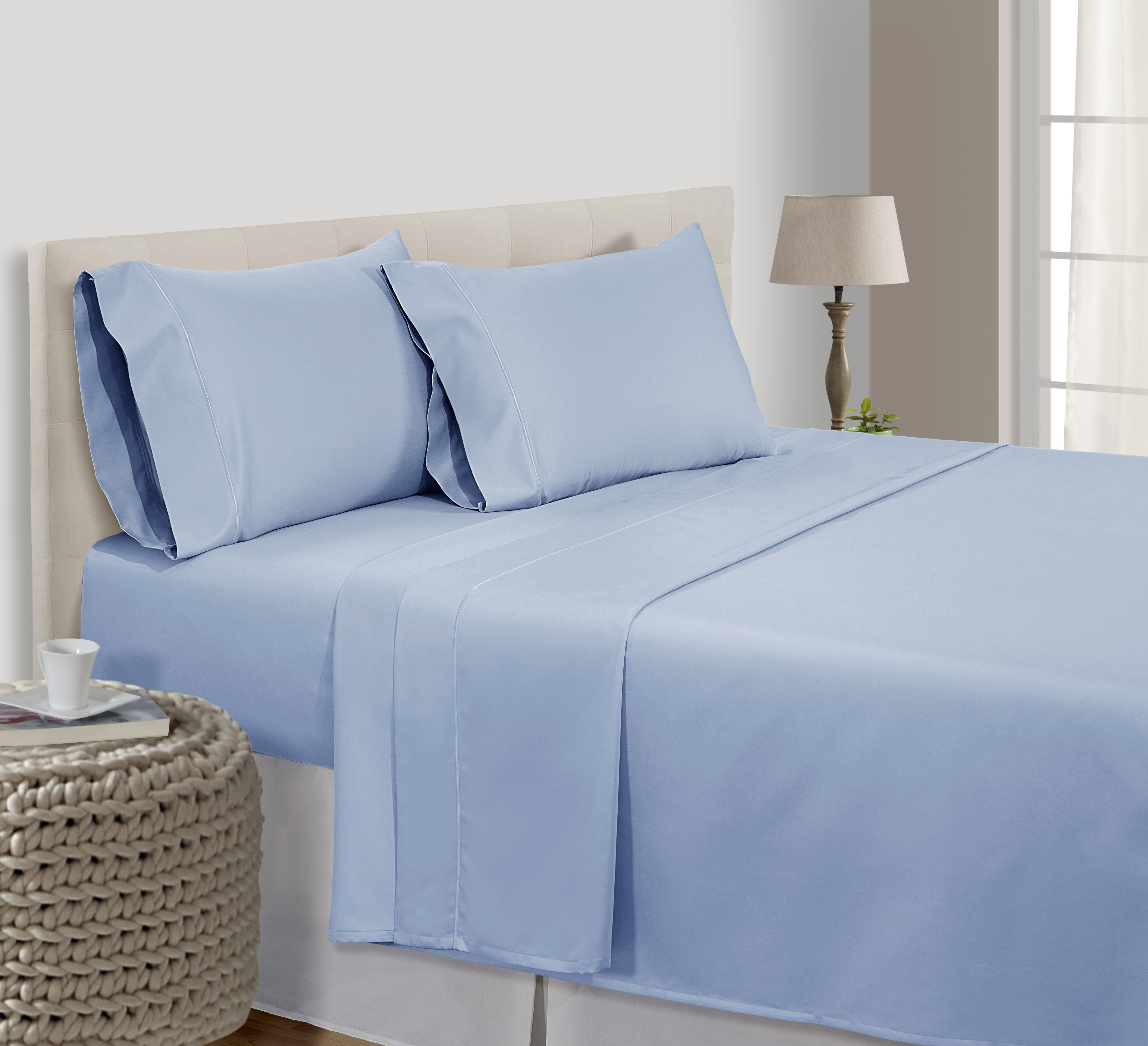 All Size 1000 TC 100% Pima Cotton Navy Blue Solid 5 PCs Split Bed Sheet Set
