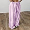 thumbnail image 5 of Women’s Stripe Wide Leg Pants Elastic Waist Drawstring Wide Leg Casual Trousers Summer Lightweight Pants, 5 of 8