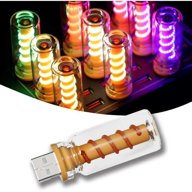 Lumière Rétro à Commande Tactile USB, Lumières d'Ambiance à Réglage Tactile, Veilleuse Automobile USB à Brancher, Mini Ampoule LED pour Voiture, Camping, Fête, Décoration de Vacances, Chambre, Bureau, 903_bleu