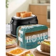 thumbnail image 4 of Teal Blue Brown Toaster Cover 2 Slice, Small Kitchen Appliance Covers, Home Vintage Farmhouse Retro Wooden Toaster Oven Cover with Loop, Bread Machine Cover Polyester Dust Cover Protection, 4 of 4