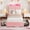 pink, variant on Ataucjin Twin Size Bed Frame with Storage Headboard, LED Bed Frame with 2 Drawers, Boucle Upholstered Platform Bed,Chic Wavy Headboard with Bookcase, No Box Spring Needed