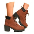 thumbnail image 3 of Women's Ankle Boots Fashion Heel Lace Up Platform Booties Comfortable Casual Leather Shoes for Everyday Use, 3 of 8