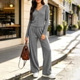 thumbnail image 5 of Miqool Womens 2 Piece Outfits Corduroy V Neck Button Front Long Sleeve Top Matching Pants Set Casual Loungewear Tracksuit S‑XXL, 5 of 7