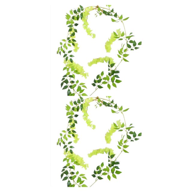 Advancent Vides de glicina artificiales ecológicas para decoración del jardín o del hogar, flores artificiales de bajo mantenimiento para Blanco Alambre de hierro 2Conjunto