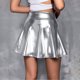 thumbnail image 5 of TaTaai Women Solid Color Shiny High Waist Mini Skirt Stretchy Fabric Soft Machine Washable No Fading Versatile Daily Party Street Casual Wear Above Knee Skirt Gift, 5 of 5