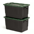 thumbnail image 1 of Homz 2 Pack 30-Gallon Plastic Stackable Home Storage Bins with Lids, Black/Green, 1 of 12