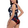 thumbnail image 4 of Sikiie Red Blue White Stars Print Women One Piece Swimsuits Tummy Control One Shoulder Bathing Suits Ruffle Swimwear, From S to XXL-Medium, 4 of 6