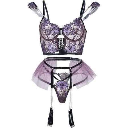 MAOYA Women Lingerie Sexy Teddy One-Piece Lace Babydoll Fishnet BabyDoll Bodysuit Nightie