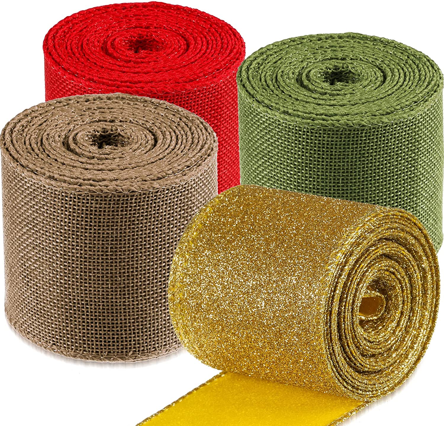 4 inch wired burlap ribbon