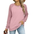 thumbnail image 4 of Oplxuo Oversized Sweatshirt for Women 2025 Fall Patchwork Crewneck Long Sleeve Pullover Tops Loose Fit Casual Raglan Shirts, 4 of 7