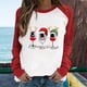 thumbnail image 1 of Puntoco Mujer Primavera Patchwork Navidad Impreso Manga Larga Cuello Redondo Casual Tee tops Puntoco Puntoco-5793, 1 of 7