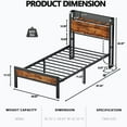 thumbnail image 4 of Satifur LED Bed Frame Twin Size with Charging Station, Platform Metal Bed Frame with Storage Headboard, No Box Spring Needed, Noise-Free, 4 of 11
