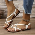 thumbnail image 5 of Summer Herringbone Fish Mouth Sandals Low Heels Casual Round Toe Flat Bottomed Women's Large Size Summer Sandals for Women White 43, 5 of 5