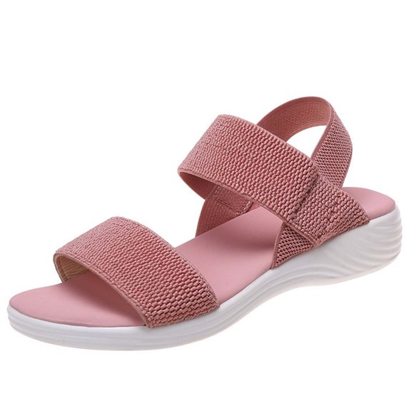 hoksml Women's Mesh Elastic Strap Wedge Sandals, Comfortable Open Toe Slip-On Shoes for Summer and Casual Wear
