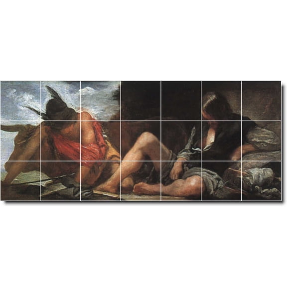 Ceramic Tile Mural-Diego Velazquez Mythology Wall Tile Mural 15. 29.75" w x 12.75" h using (21) 4.25 x 4.25 ceramic tiles