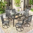thumbnail image 6 of POTEBAN 7-Piece Outdoor Dining Set with High-Back Padded Swivel Chairs & Iron Rectangle Table for 4-Person, Black & Dark Grey, 6 of 7
