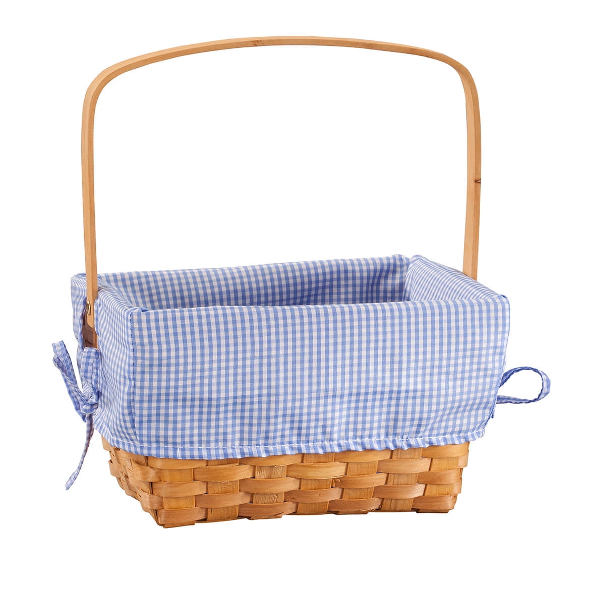 Blue Gingham Wicker Easter Basket