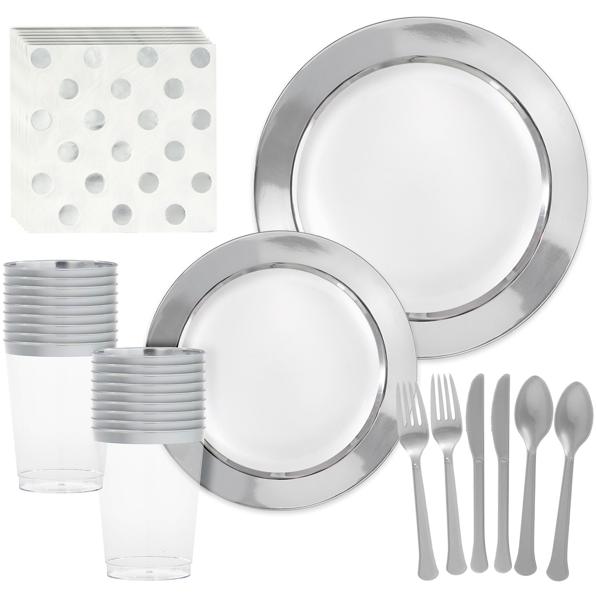 Party City Premium Tableware Supplies for 20 Guests, Includes Plates, Napkins, Cups, and