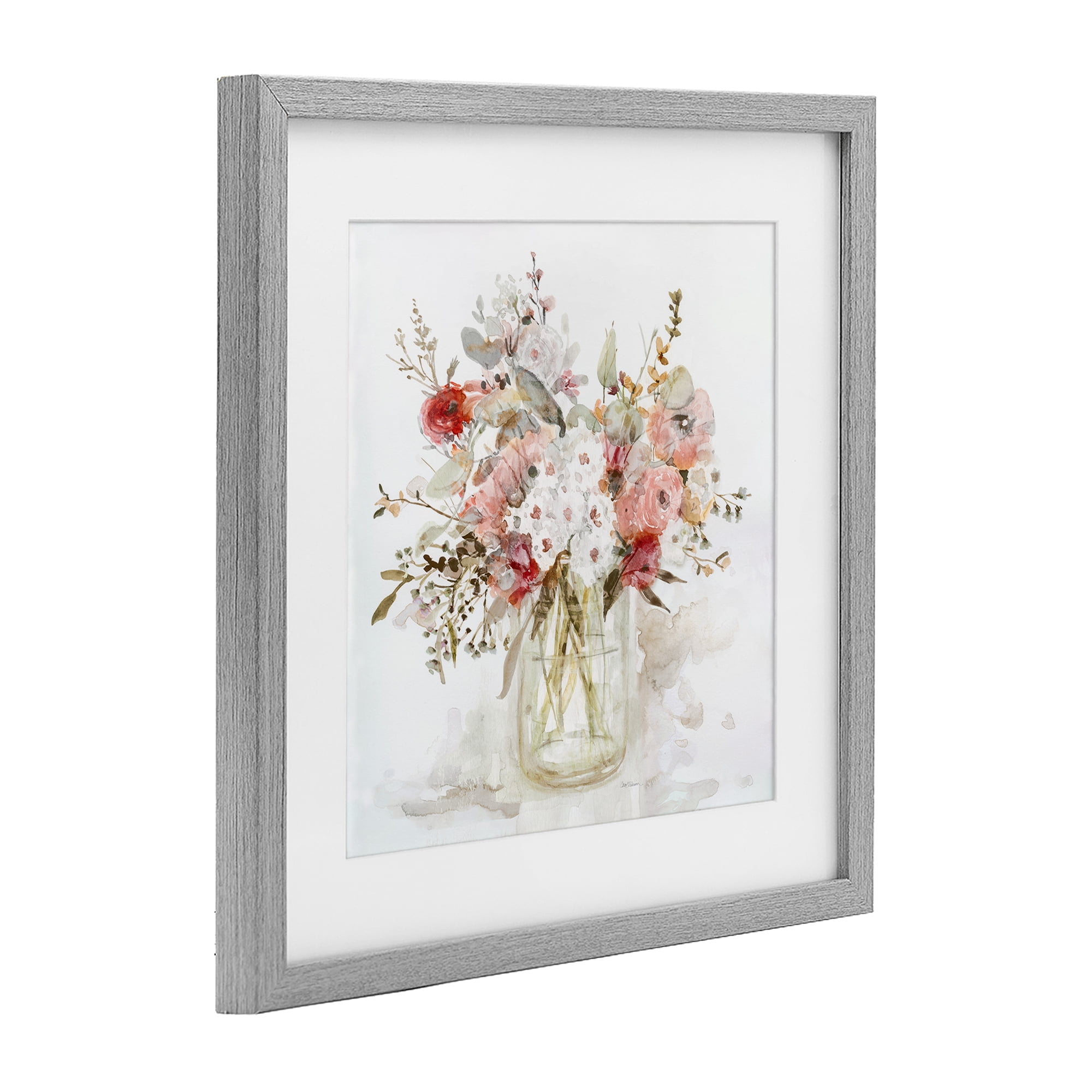 Stupell Industries Soft Blush Botanical Bouquet Gray Framed Print Under Glass, design by Carol Robinson