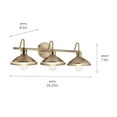 thumbnail image 5 of 45945CPZ Kichler Lighting Clyde - 3 Light Bath Vanity Approved for Damp Locations - with Vintage Industrial inspirations - 7.25 inches tall by 26.25, 5 of 11