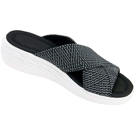 

Stretch Cross Orthotic Slide Sandals Casual Slip On Comfort and Support Sandals for Women Beach Summer