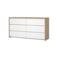 thumbnail image 2 of Tvilum Next 6 Drawer Double Dresser for Adults, Jackson Hickory/White High Gloss, 2 of 10