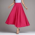 thumbnail image 2 of HXWCHs Ladies Girls Solid Color Elastic Waist Long Flowing Bosimi Casual Maxi Skirt Pink L/95, 2 of 8