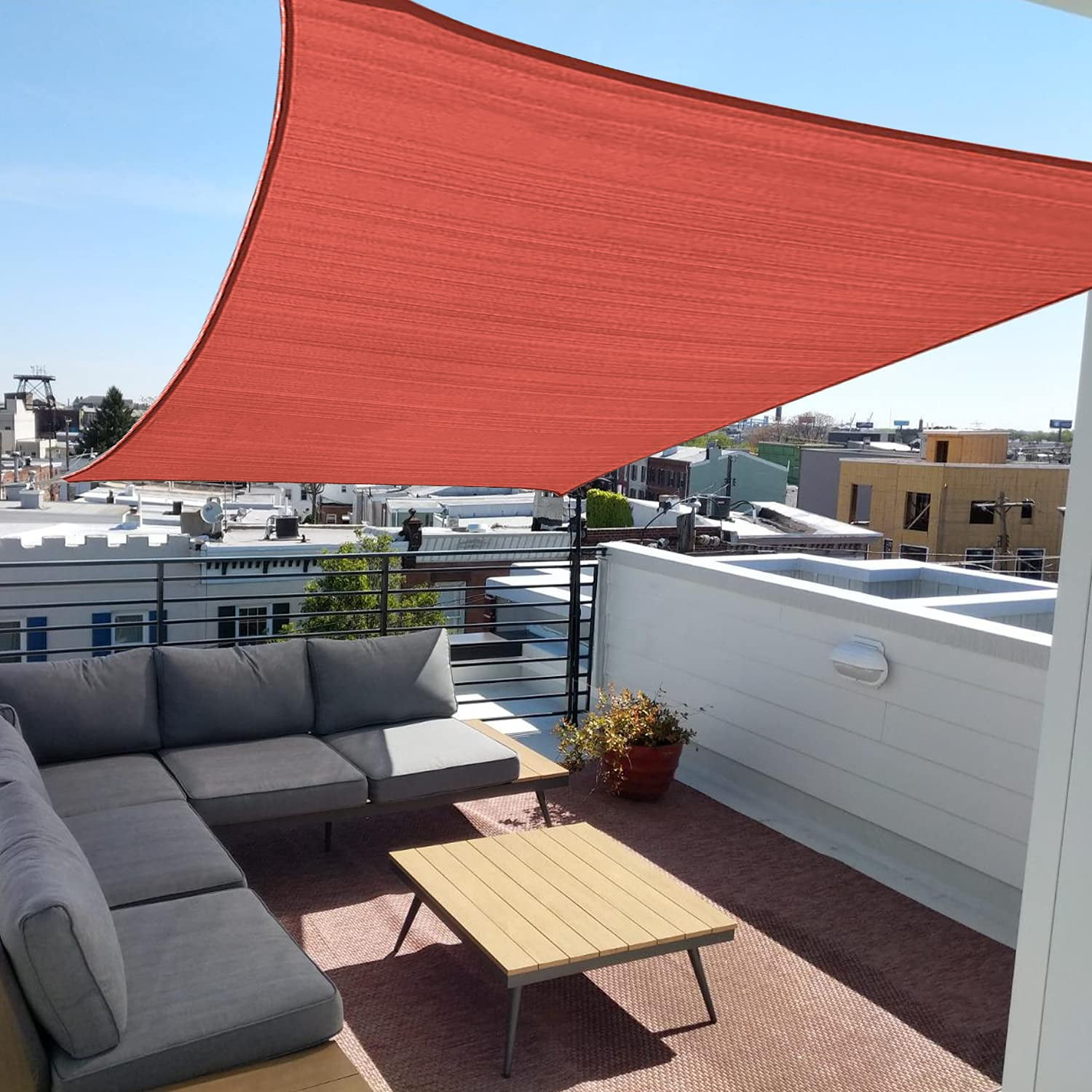 Sun Shade Sail Rectangle Canopy 13' x 7' Sail Shade Rust Red Sun Shades