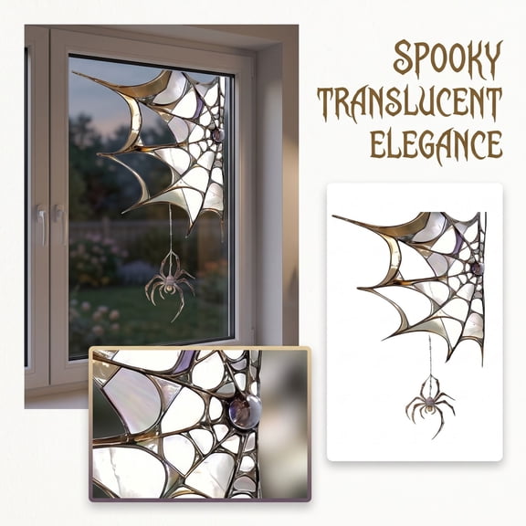 Halloween Spider Web Window Clings, 2D Flat Scary Spider Window Stickers, Spooky Translucent Wall Cling Decals for Home Bedroom Living Room Classroom Dorm Halloween Party Decor