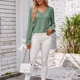 thumbnail image 5 of Women's Solid Color V Neck Casual Loose Fashion Long Sleeve T Shirt Swim Shorts Women Women Tees And Tops Women T Shirts Summer Long Sleeve Tee Fit Mom Casual Short Sleeve Tops Women Womens Long, 5 of 8