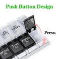 thumbnail image 3 of Weekly Pill Organizer, 2 Daily, BPA Free 7 Day Pill Box, Medication Organizer, Easy Push Button Design, Pill Box with Large Compartments for Vitamins, Supplements and Medication, 3 of 7