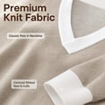 thumbnail image 4 of MecTo Women's Herringbone Knit Polo Sweater V Neck Long Sleeve Casual Fall Pullover, 4 of 9