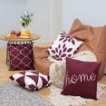 thumbnail image 2 of Modern Sofa Throw Pillow Cover, Solid Sewing Seam Double Sides Home Pattern Burgundy with Zipper Outdoor 16 Inch Decorative Square Pillows Cases Cushion Covers for Couch Patio Bedroom Decor, 2 of 6