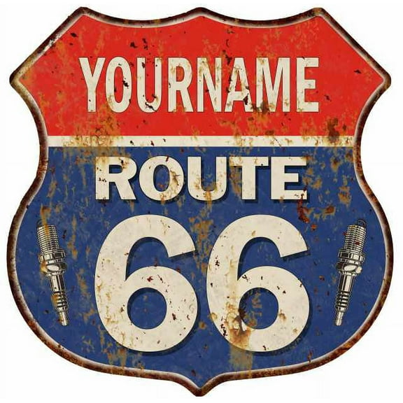 YOURNAME Route 66 Sign Shield Metal Gift Man Cave Gift 211110002458