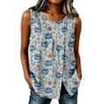 thumbnail image 2 of Uootdi Women's Sleeveless Tank Tops Round Neck Watercolor Floral Print Camisoles Boho Casual Style Lightweight Loose Fit Tops Gift, 2 of 6