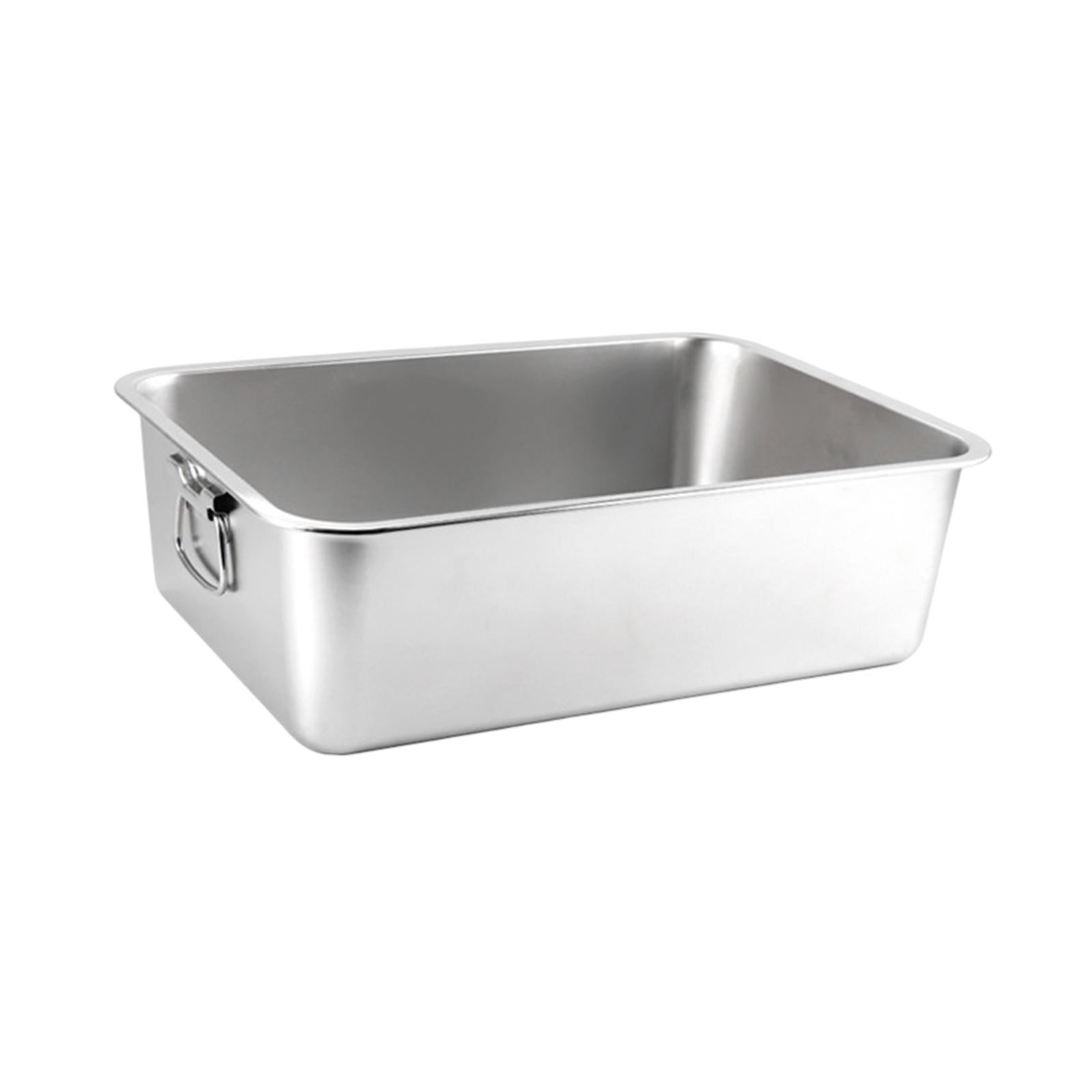 Cat , Pet Litter Tray Stainless Steel Litter Toilet Easy to Clean Sand Box Kitten Potty Pan for Bunny Puppy Small Animals 40cmx30cmx10cm