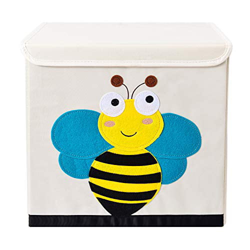 20’’x14’’x14’’ Toddler Bagnizer Collapsible Large Toy Bins with Flip-top Lid Boys Nursery and Playroom Baby Animal Fabric Toy Storage Chest/Box/Organizer/Basket for Girls Bee 