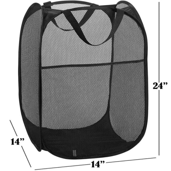 Popup Mesh Laundry Basket, Collapsible Laundry Hamper Portable Clothes Washing Laundry Hamper with Reinforced Carry Handles for Home, Dormitories, Travel, Apartments