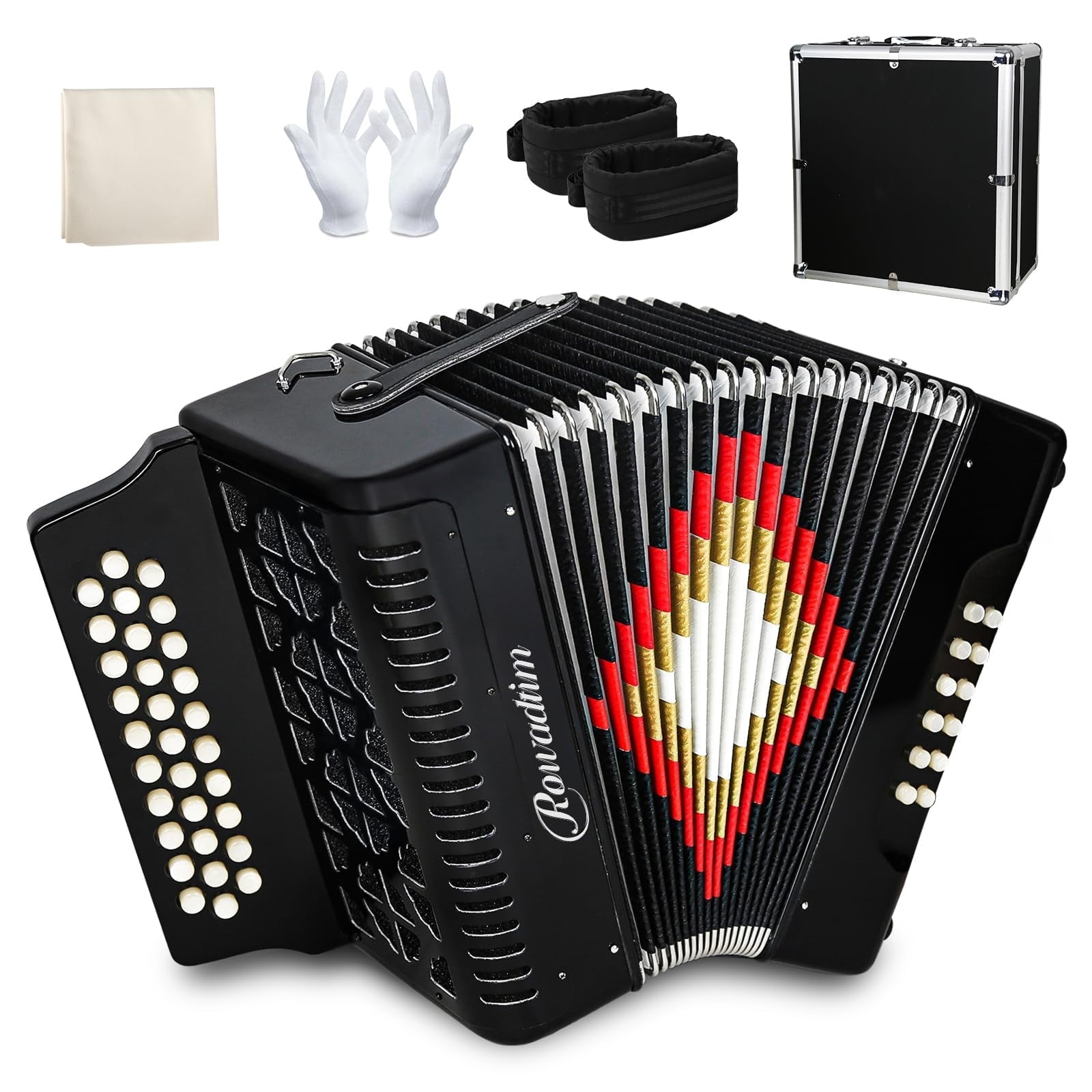 Hohner Panther GCF Diatonic Accordion - 3-Row Instrument with Bass