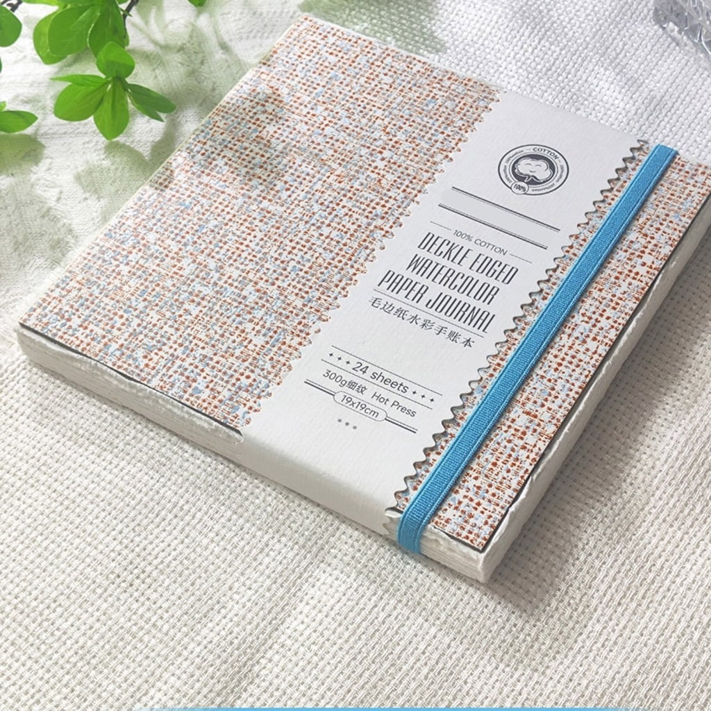 Portable Watercolor Sketchpad 24 Sheets 300GSM Paper Watercolor Paper Pad Elastic Band Closure for Sketching Painting