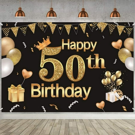 50th Birthday Decorations Happy 50th Birthday Backdrop for Men and ...
