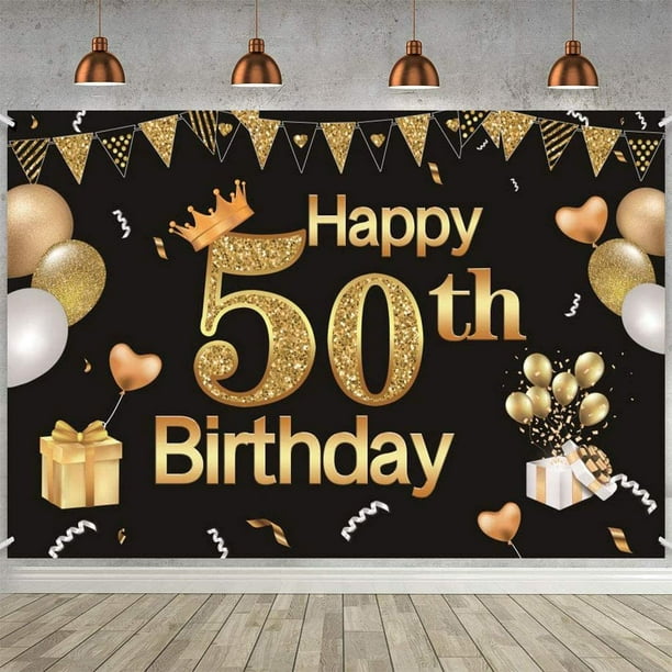 50th Birthday Decorations Happy 50th Birthday Backdrop for Men and Women  Photography Background 120cm Birthday 