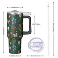 thumbnail image 2 of 40oz Pioneer Flower Floral Print Pattern Insulated Tumbler with Handle, BPA-Free Leak Proof Lid and Straws, Double Wall Vacuum, Hot 12h/Cold 34h, 2 of 6