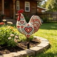 thumbnail image 4 of Sktrjpolfis Double Sided Painted Rooster Yard Stake, 11.8×7.9 Inch Weatherproof Outdoor Lawn Ornament for Flower Bed Backyard Patio Home Garden Decorations, 4 of 5