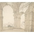thumbnail image 2 of Daniël Dupré 17x15 Black Ornate Wood Framed Double Matted Museum Art Print Titled - View of the Baths of Caracalla in Rome (18th Century), 2 of 5