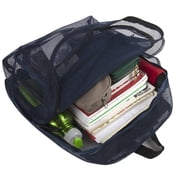 Solid Color Transparent See Through Mesh Stadium Approved Backpack for Travel and Commuting in Navy Blue